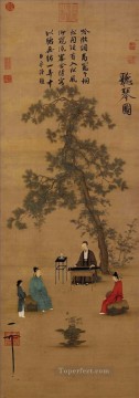 Zhao Ji Song Huizong Painting - listening to the qin old China ink